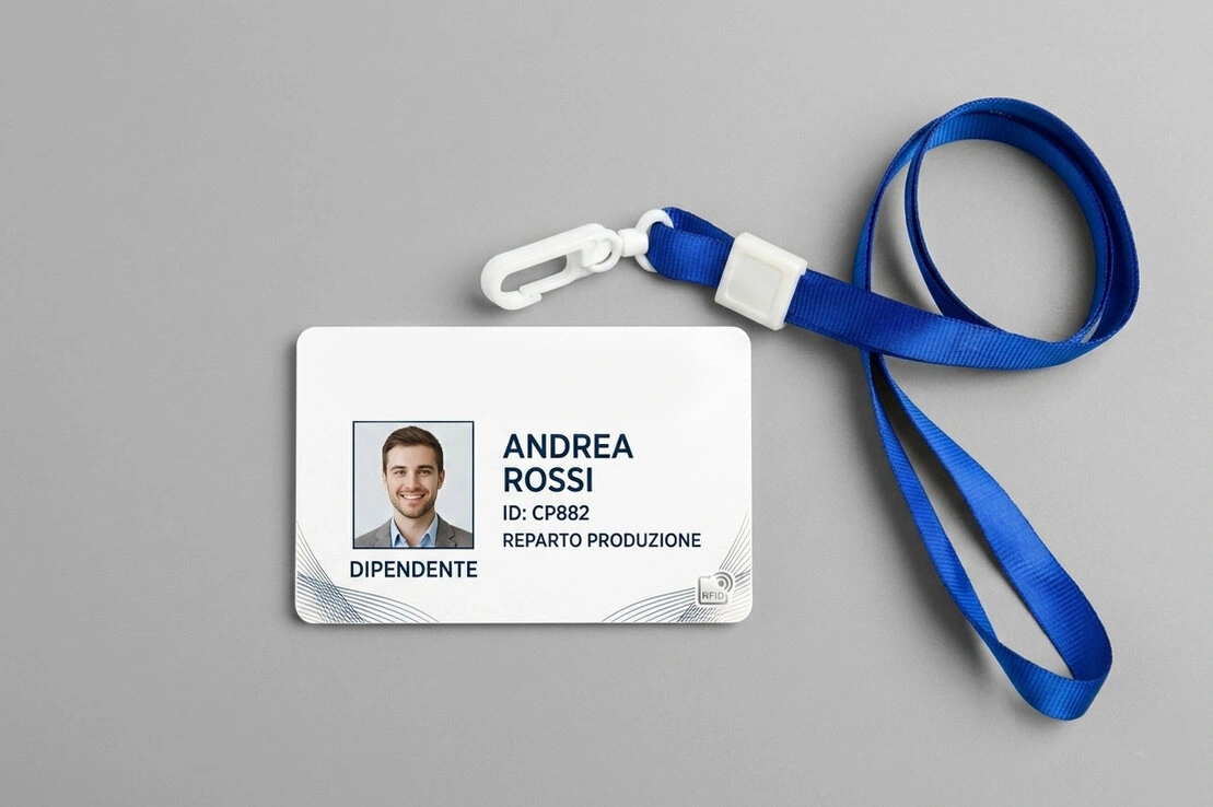 Carte e badge in PVC sovrapposte